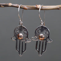 Boucles d'Oreilles Main de Fatma - Argent 925 & Or 18k – photo 2