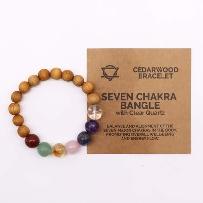 Jonc 7 chakras en bois de cèdre - photo 3