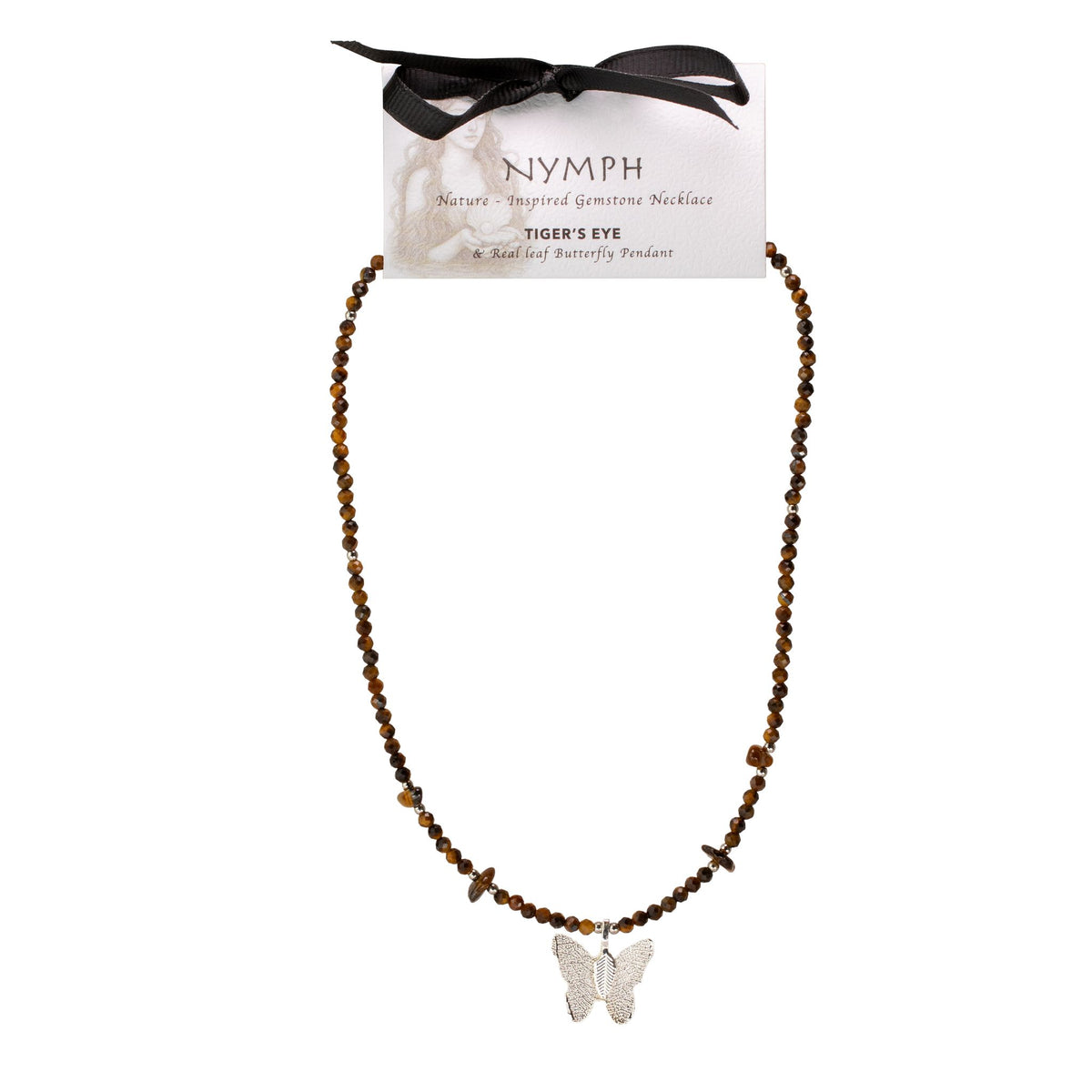 Collier Œil de Tigre — Pendentif Papillon en Feuille Naturelle - photo 4