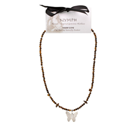 Collier Œil de Tigre — Pendentif Papillon en Feuille Naturelle - photo 4