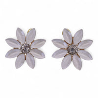 Boucles d'Oreilles Fleurs Verre Vintage - Acier Inox