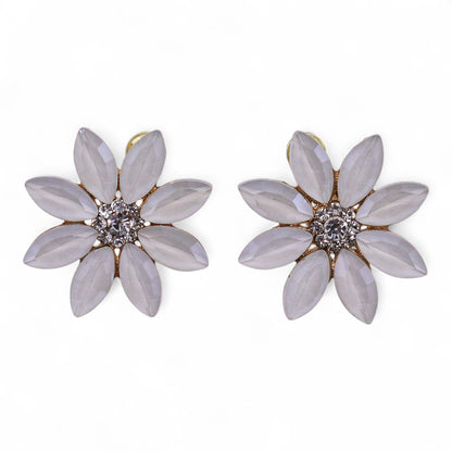 Boucles d'Oreilles Fleurs Verre Vintage - Acier Inox