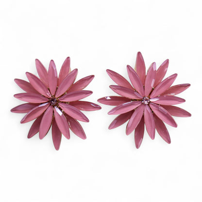 Boucles d'Oreilles Fleurs Verre Rose - Vintage Élégant
