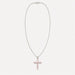 Pendentif Croix Argentée - Pierres Roses