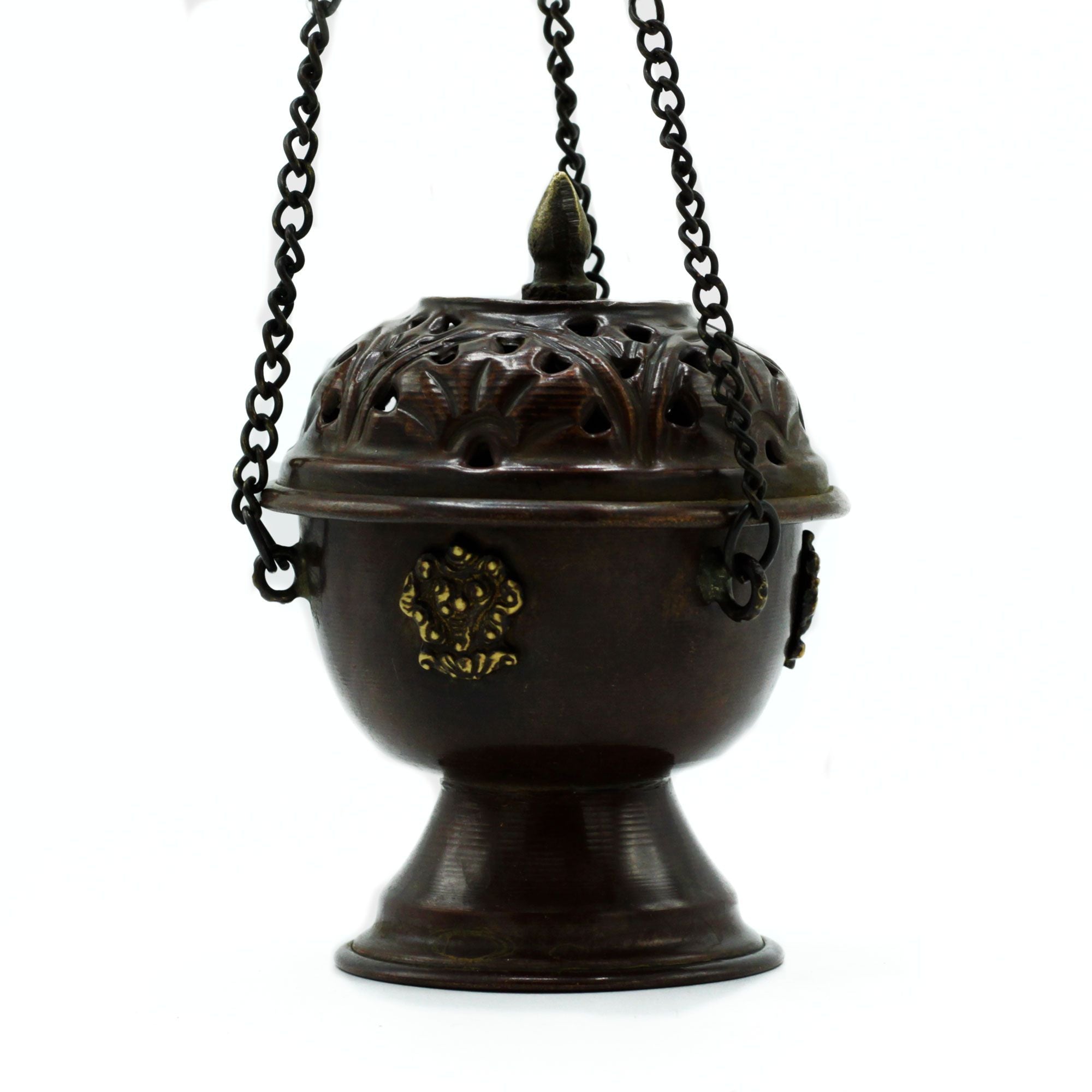 Brûleur d'Encens Tibétain Cuivre - Suspendu Artisanal