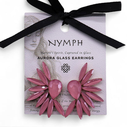 Boucles d'oreilles Ailes d'Ange - Verre Rose Vintage – photo 3