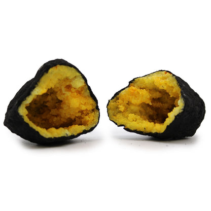 Géode Calcite Colorée Roche Noire & Jaune