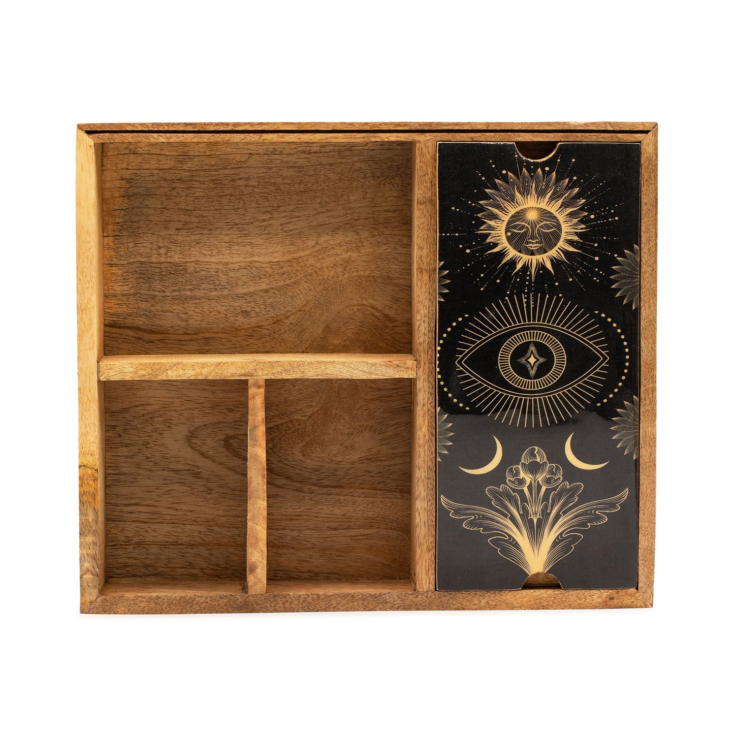 Coffret Tarot Bois de Manguier 4 Compartiments & Porte-Cartes – photo 3