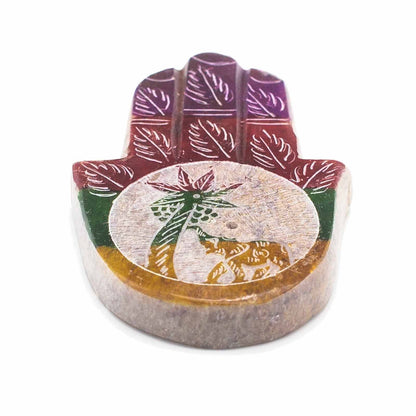 Porte-encens Pierre Savon Hamsa 9x6cm - Méditation