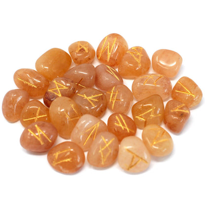 Runes Stone Set in Pouch - Yellow Aventurine