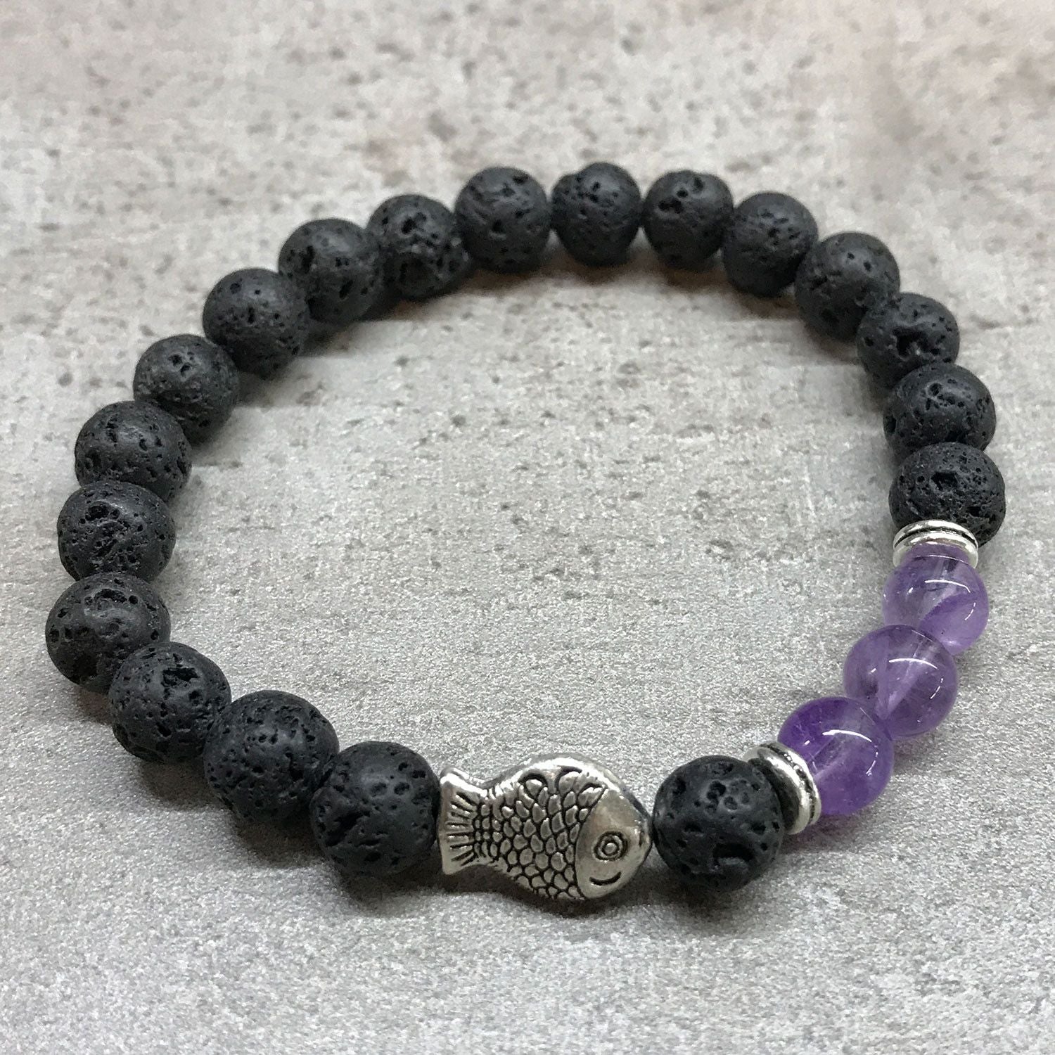 Bracelet en pierre de lave - Améthyste - photo 2