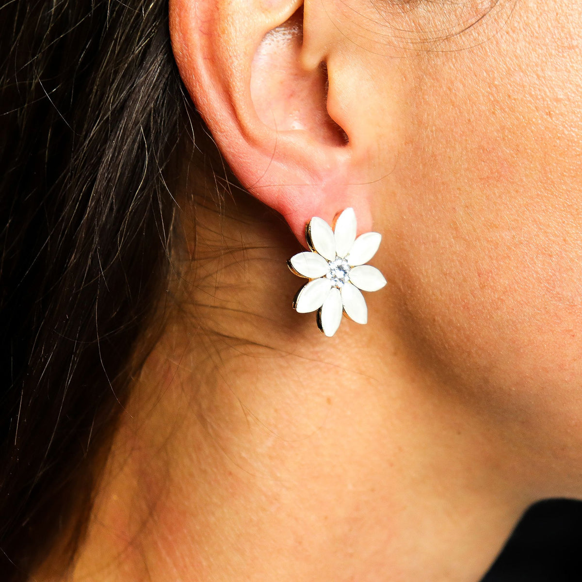 Boucles d'Oreilles Fleurs Verre Vintage - Acier Inox – photo 2