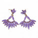 Boucles d'Oreilles Longues Verre Lavande - Élégance Vintage