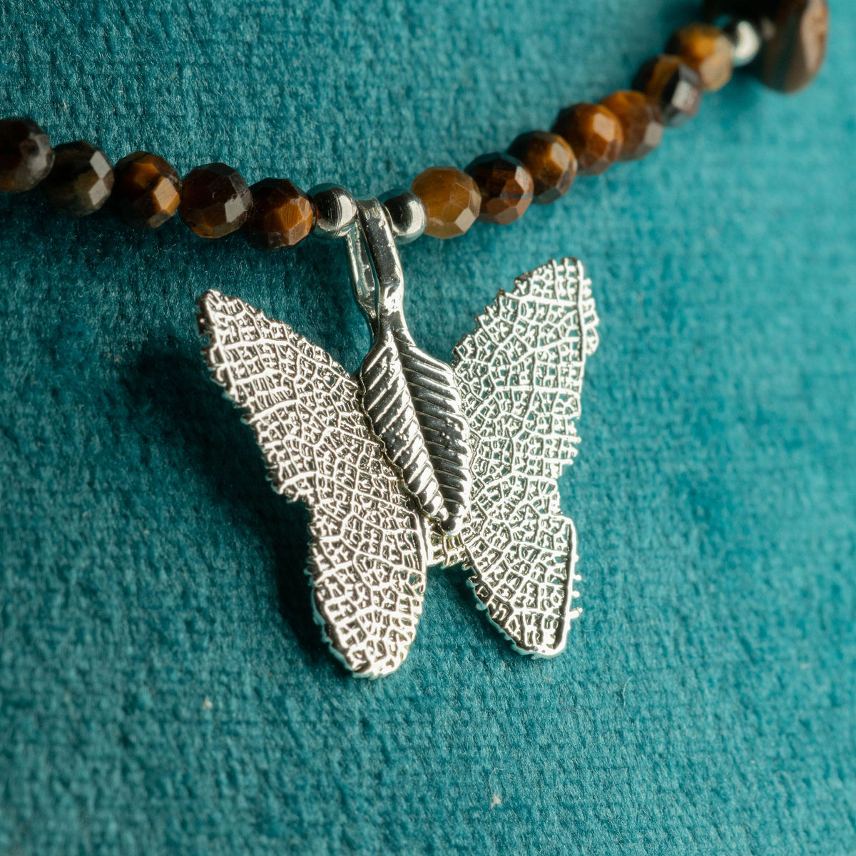 Collier Œil de Tigre — Pendentif Papillon en Feuille Naturelle - photo 6