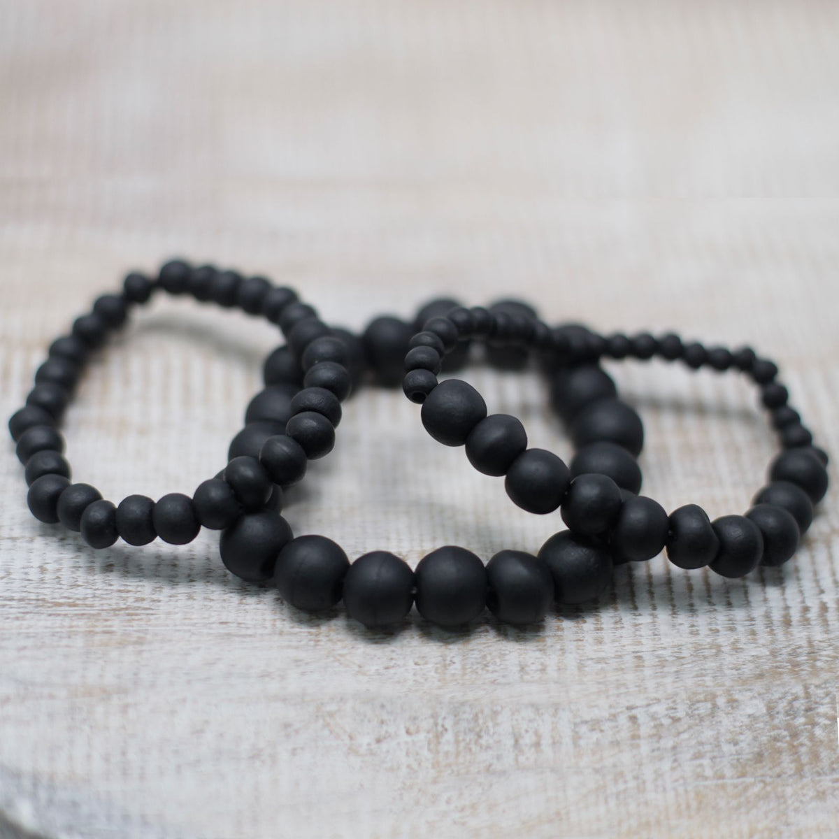 Parure 3 Bracelets Perles de Bois Noir - Zen & Unisexe – photo 4