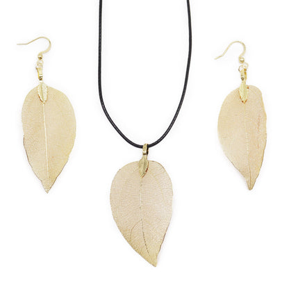 Parure Collier Boucles Feuille Dorée - Naturelle & Unique