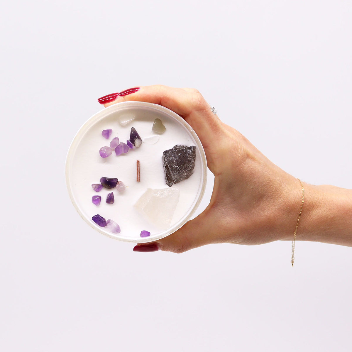 Bougie Chakra Couronne — Célestine & Sélénite — Brise Océane - photo 3