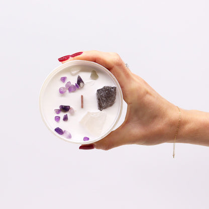 Bougie Chakra Couronne — Célestine & Sélénite — Brise Océane - photo 3