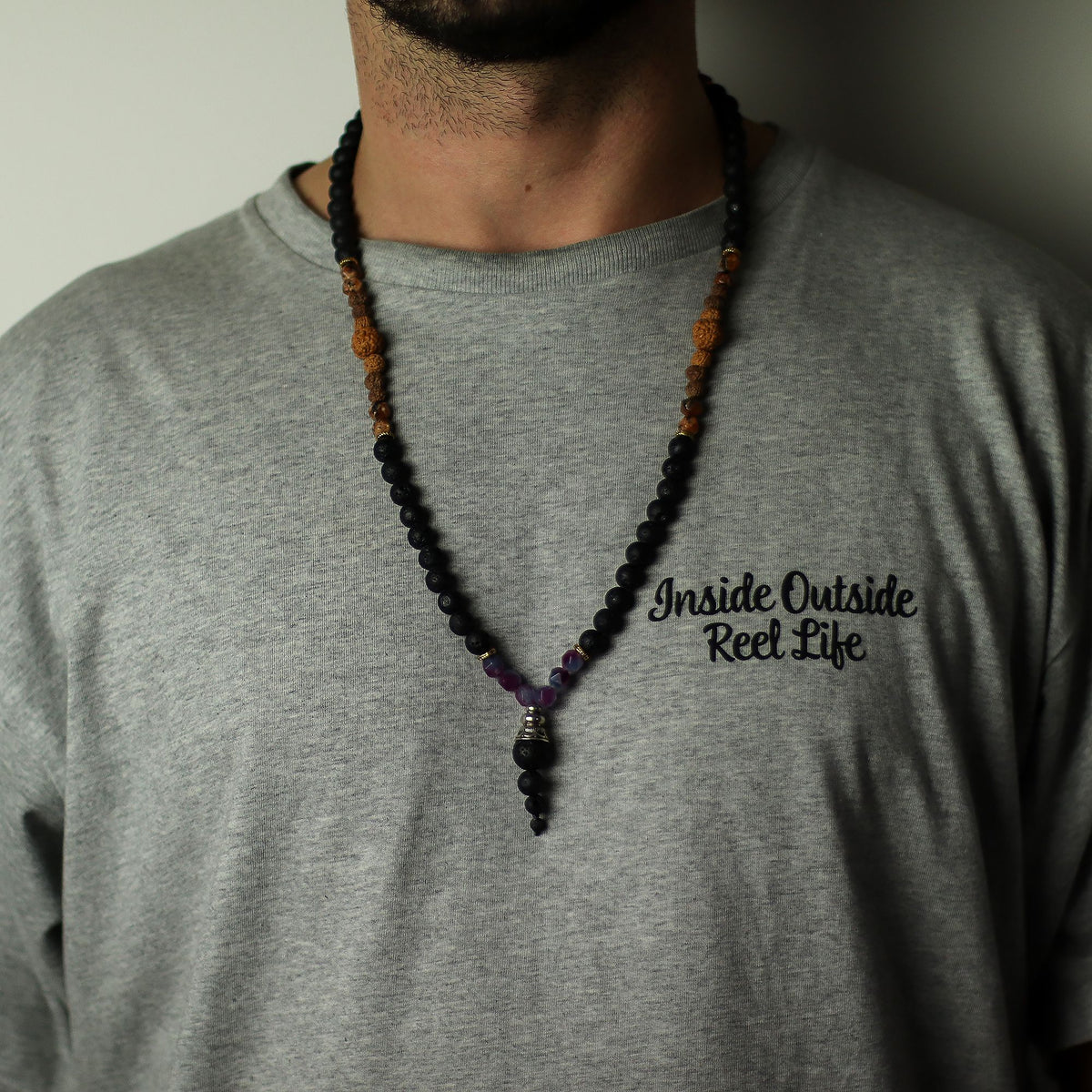 Collier Pierre de Lave & Améthyste - Courage et Transformation – photo 2