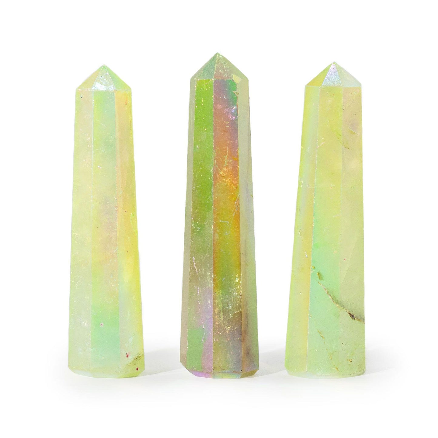 Obélisque Quartz Aurora Vert Pâle Irisé 9cm