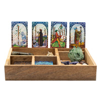 Coffret Tarot Bois de Manguier 4 Compartiments & Porte-Cartes – photo 2