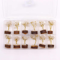 Mini Gemstone Trees On Wood Base - Rock Quartz (15 stones)
