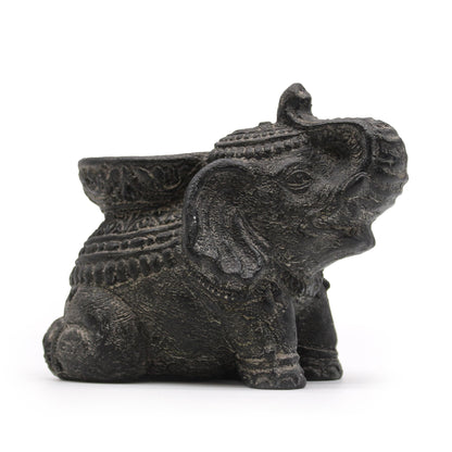 Porte-Encens Éléphant Noir Antique - Bougeoir Zen