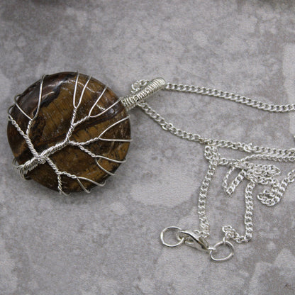 Collier Arbre de Vie en pierres - Œil de Tigre