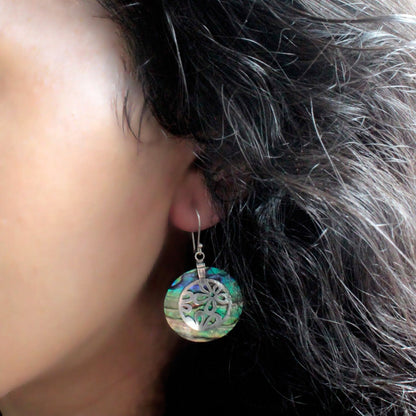 Boucles d'Oreilles Abalone & Argent 925 - Fleurs Bali – photo 4