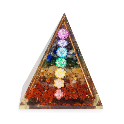 Med Organite Pryamids 7x6cm - Copper Bars - 7 Charkra Chips