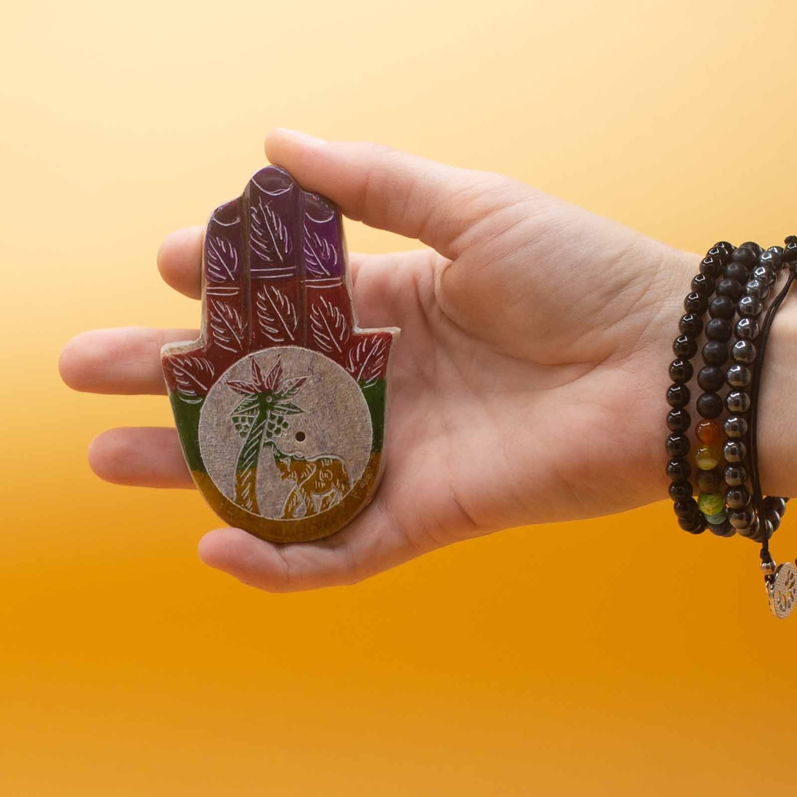 Porte-encens Pierre Savon Hamsa 9x6cm - Méditation – photo 2