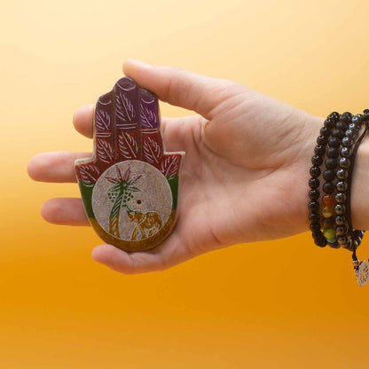 Porte-encens Pierre Savon Hamsa 9x6cm - Méditation – photo 2