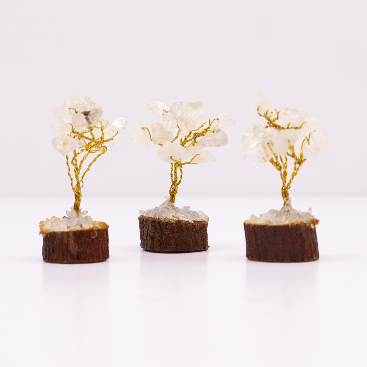 Arbre de Vie Quartz Cristal de Roche Mini 6 cm — 15 Pierres, Socle Bois – photo 3