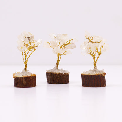 Arbre de Vie Quartz Cristal de Roche Mini 6 cm — 15 Pierres, Socle Bois – photo 3