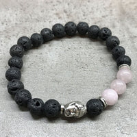 Bracelet en pierre de lave - Bouddha - Quartz Rose - photo 2