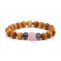 Jonc Chakra cœur en bois de cèdre - Quartz Rose