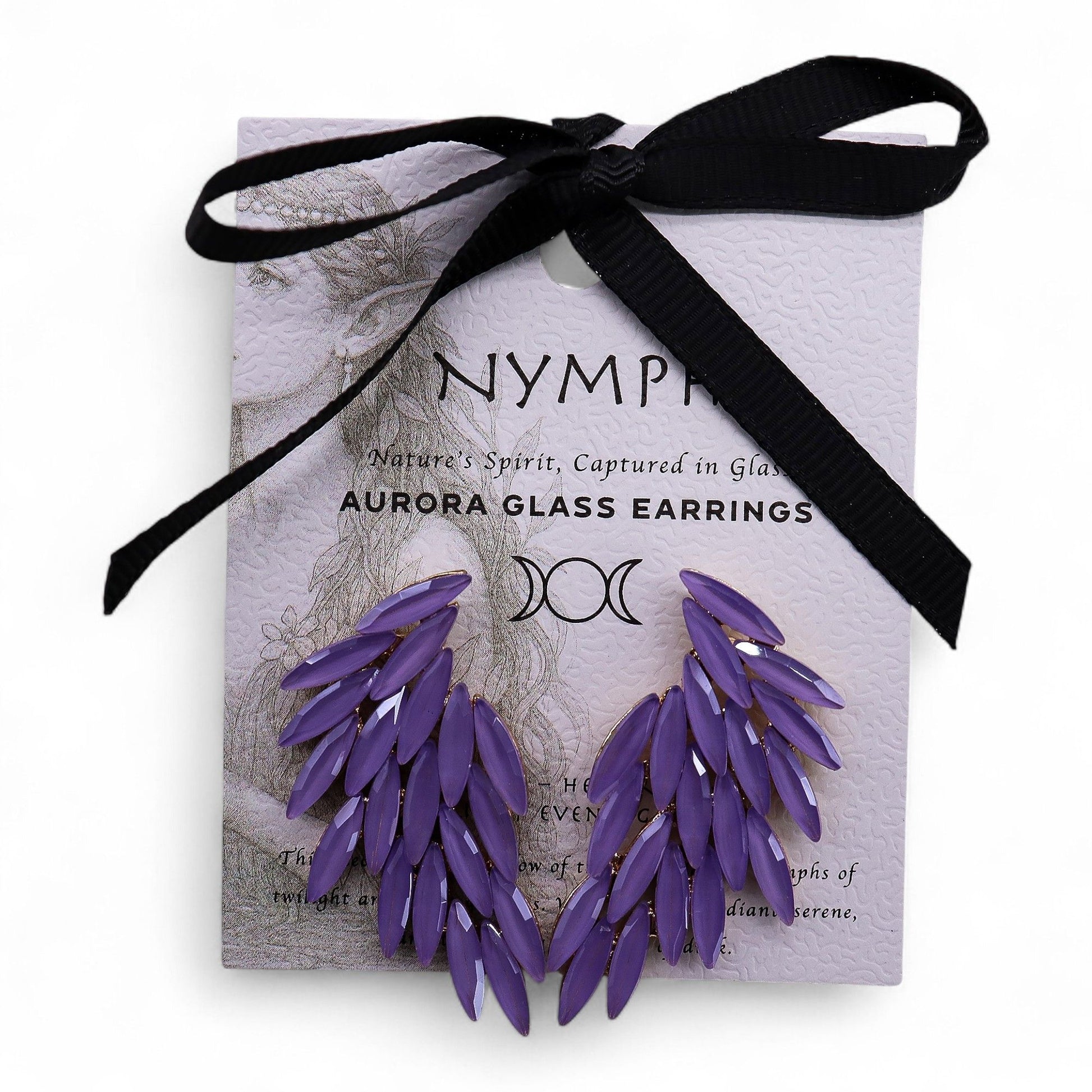 Boucles d'Oreilles Ailes d'Ange Lavande - Verre Vintage