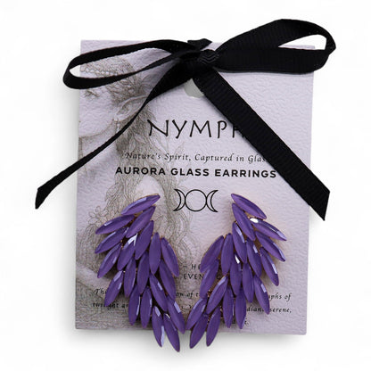 Boucles d'Oreilles Ailes d'Ange Lavande - Verre Vintage