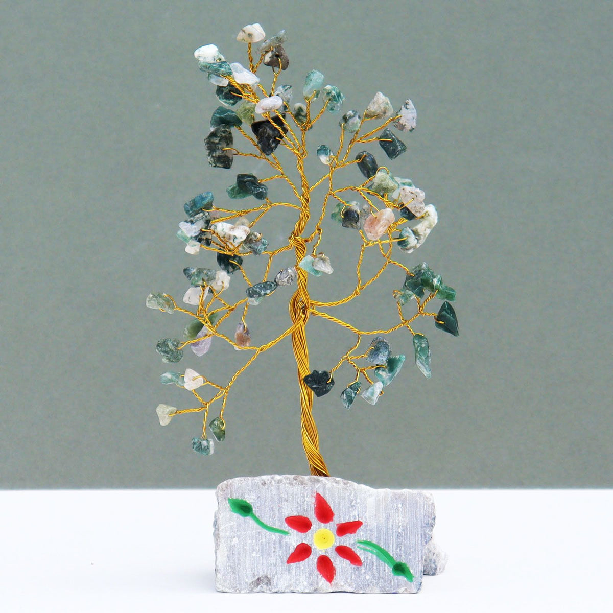 Moss Agate Gemstone Tree - 80 Stones