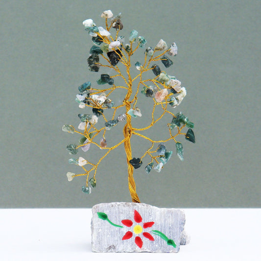 Moss Agate Gemstone Tree - 80 Stones