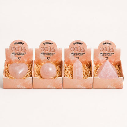 Set de Pierres en Quartz Rose — Cœur, Sphère, Obélisque et Pyramide - photo 2