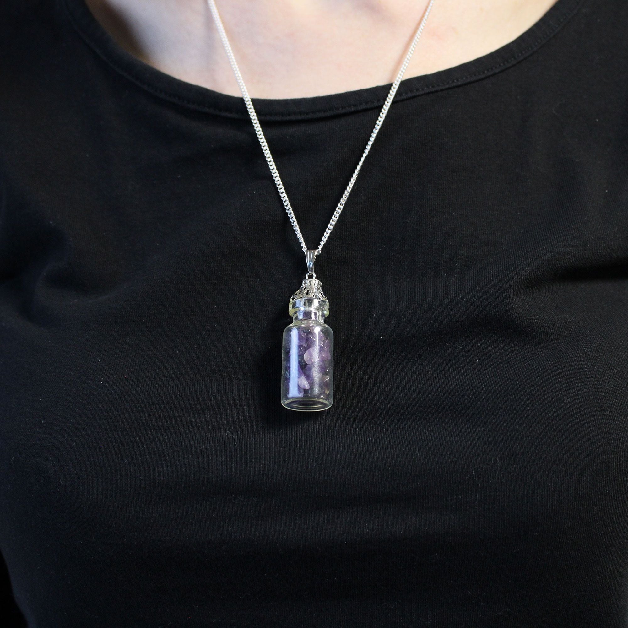 Collier flacon de pierres - Améthyste - photo 3