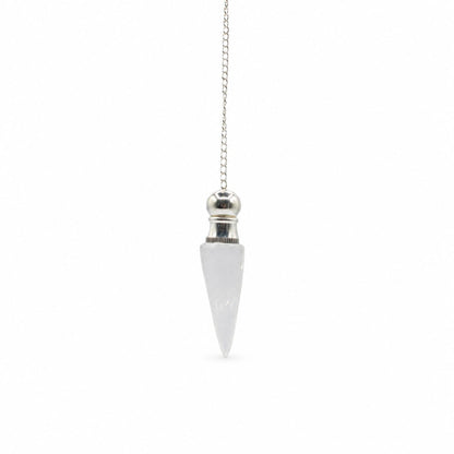 Pendule Cristal de roche à cavité secrète, argenté
