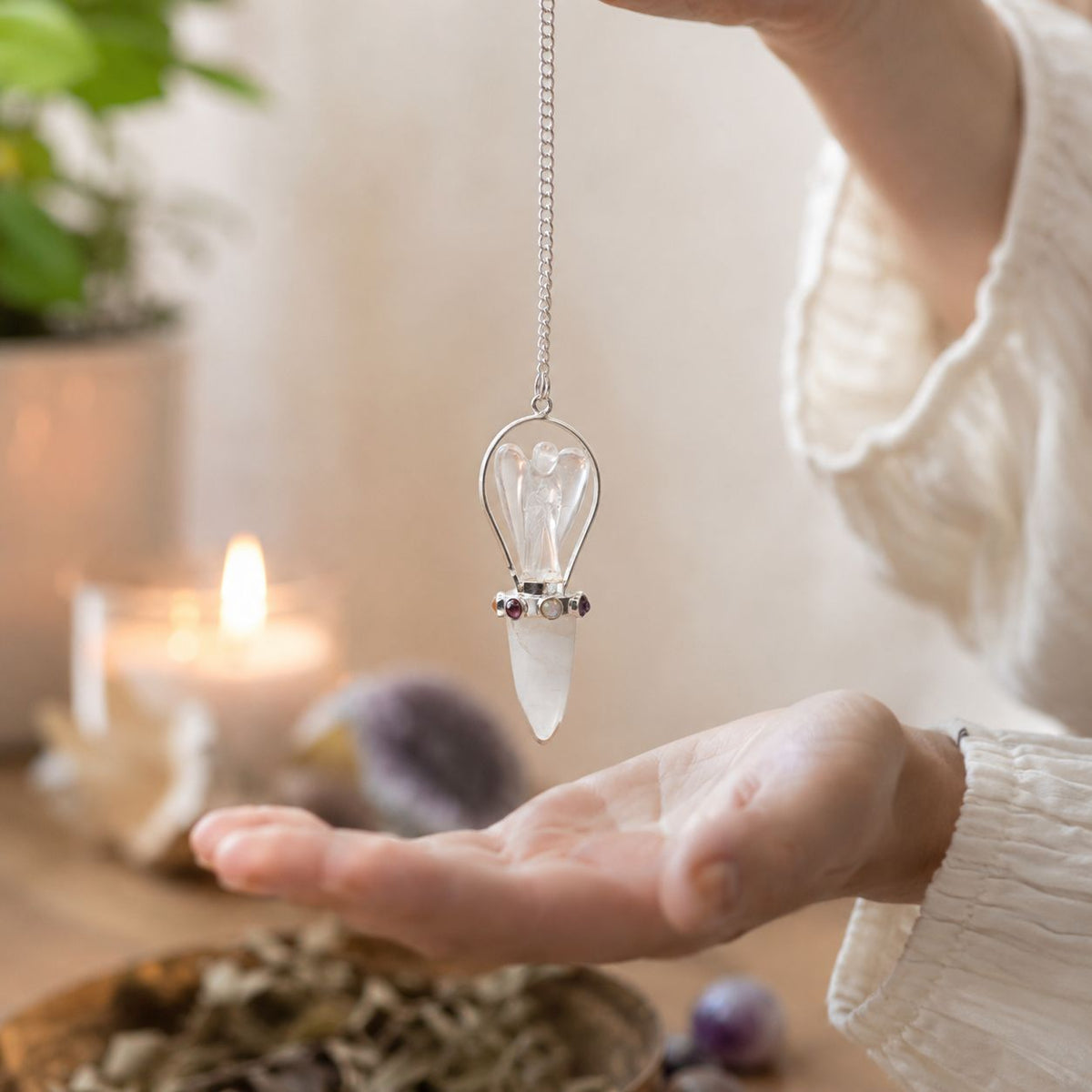 Pendule ange deux pièces en cristal de roche