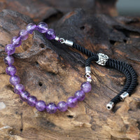 Bracelet Améthyste Cordon Noir & Fermoir Argent 925 – photo 2