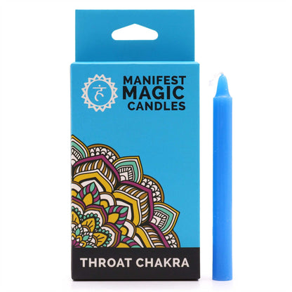 Boîte bleue à mandala de bougies chakra de la gorge et bougie bleue