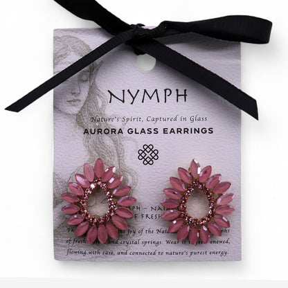 Boucles d'oreilles Verre Rose Vintage - Loop Élégance