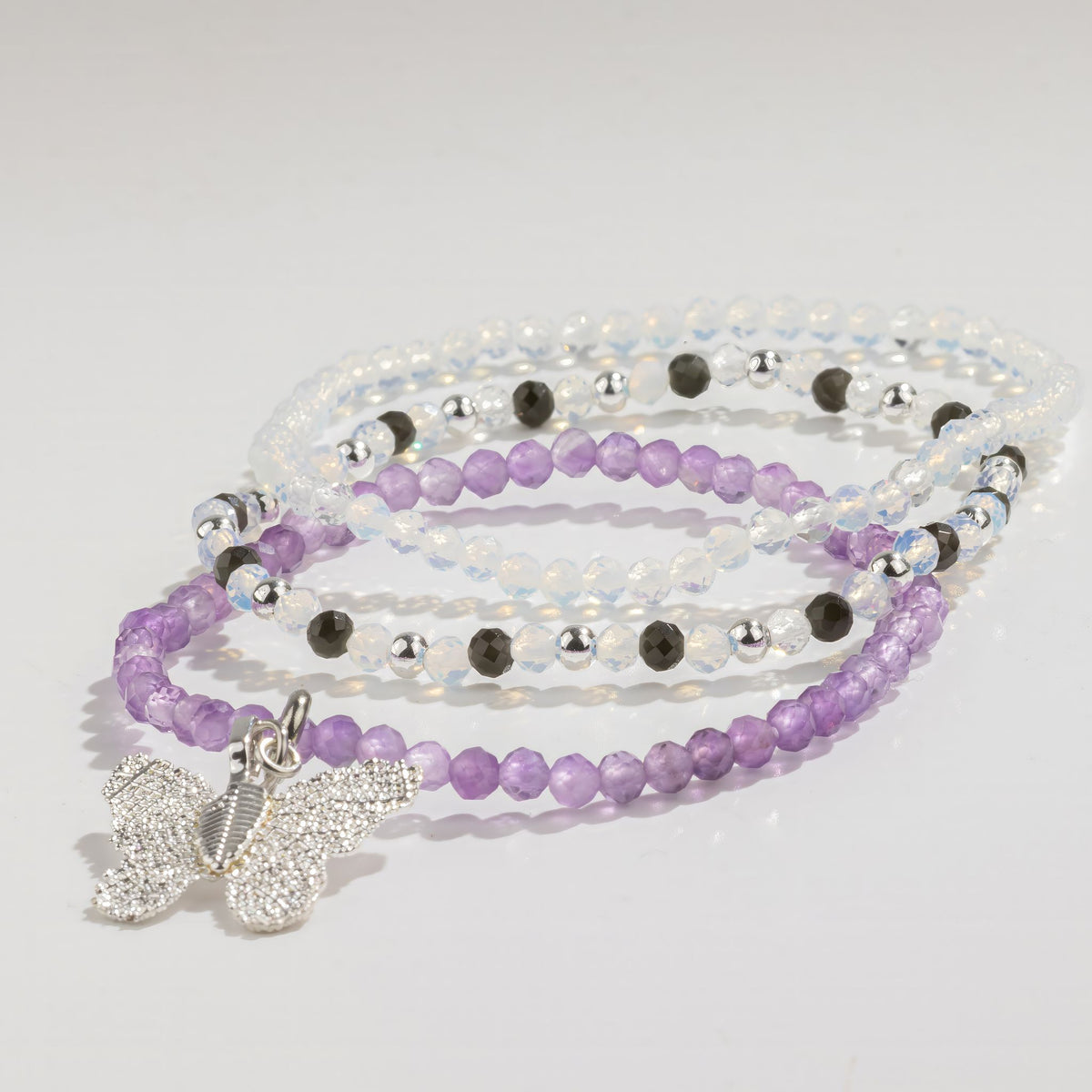 Bracelets Nymphe Pleine Lune — Pierre de Lune, Obsidienne & Améthyste - photo 3