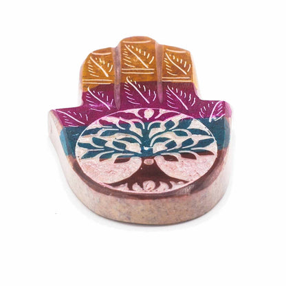 Porte-Encens Pierre Savon Hamsa 9x6cm - Arbre de Vie