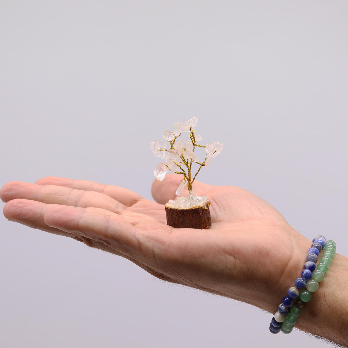 Arbre de Vie Quartz Cristal de Roche Mini 6 cm — 15 Pierres, Socle Bois – photo 4